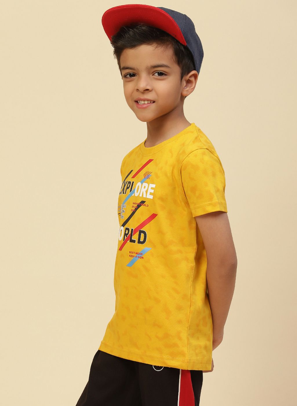 Boys Mustard Printed T-Shirt