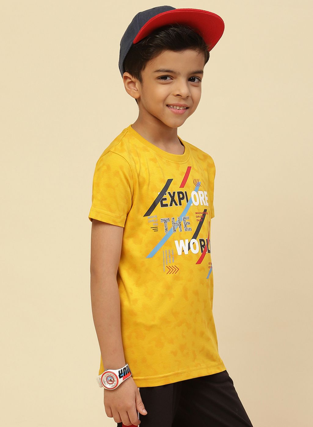 Boys Mustard Printed T-Shirt