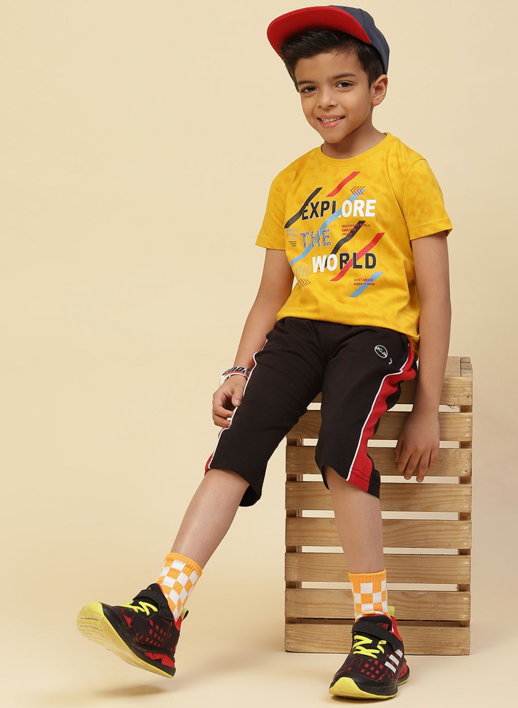 Boys Mustard Printed T-Shirt