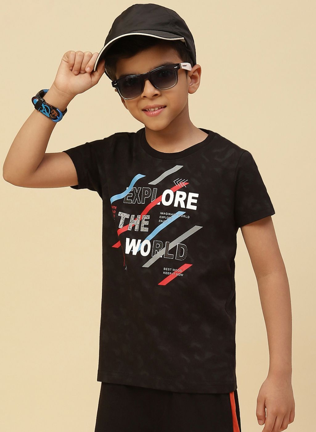 Boys Black Printed T-Shirt