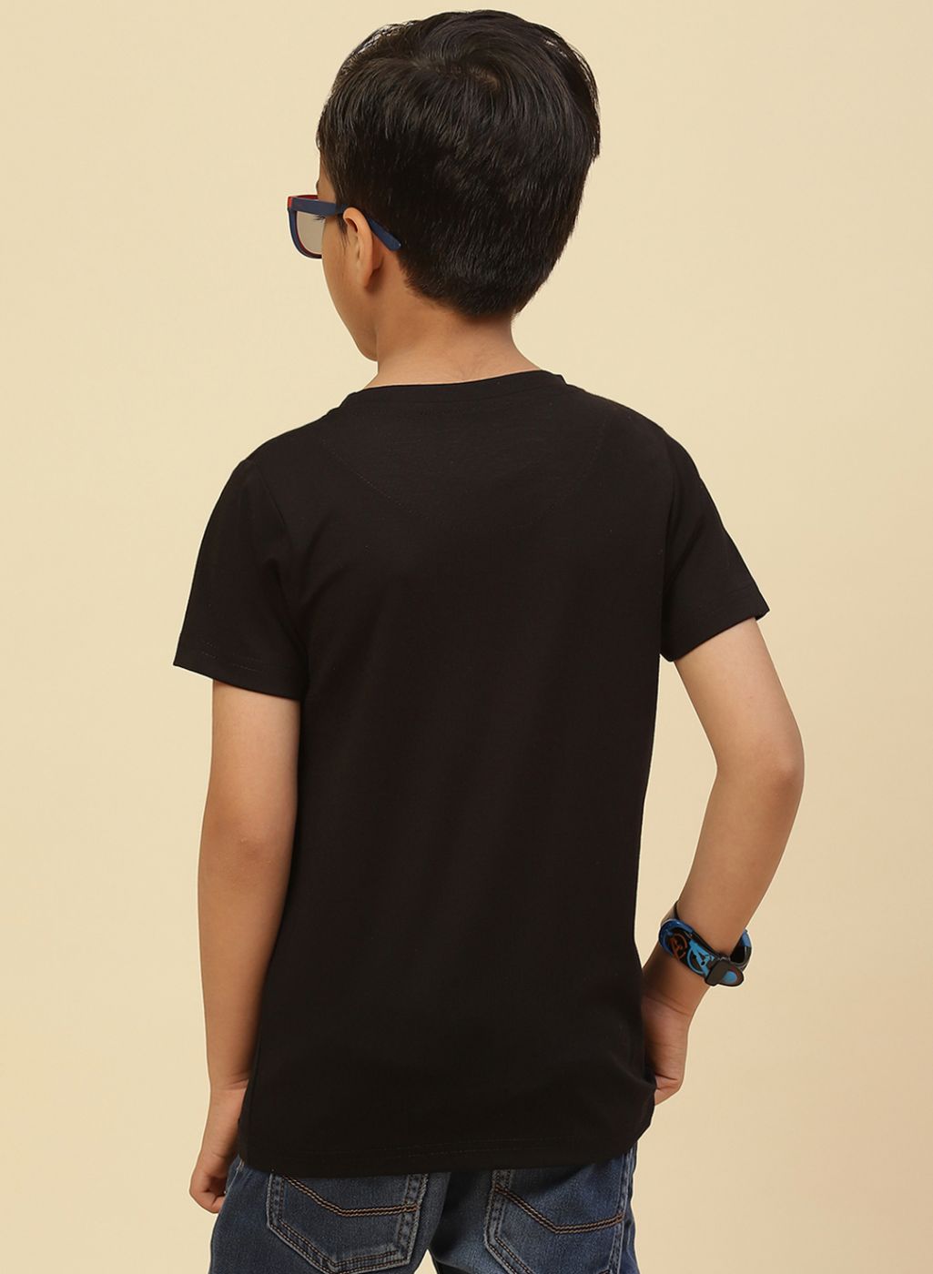 Boys Black Printed T-Shirt