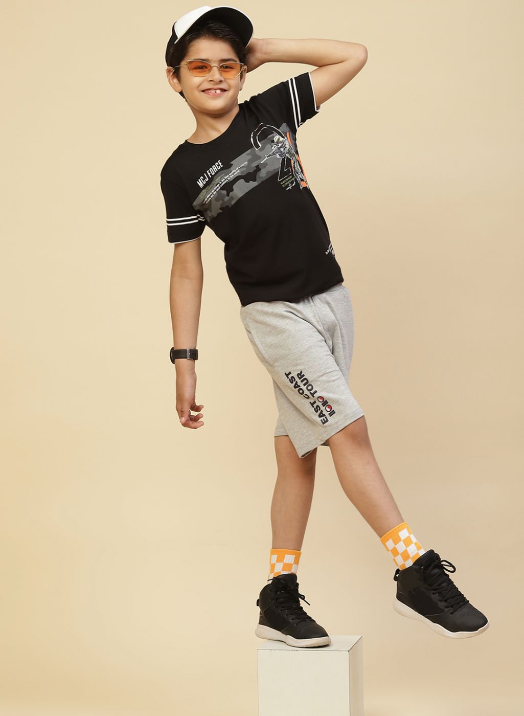 Boys Grey Printed T-Shirt