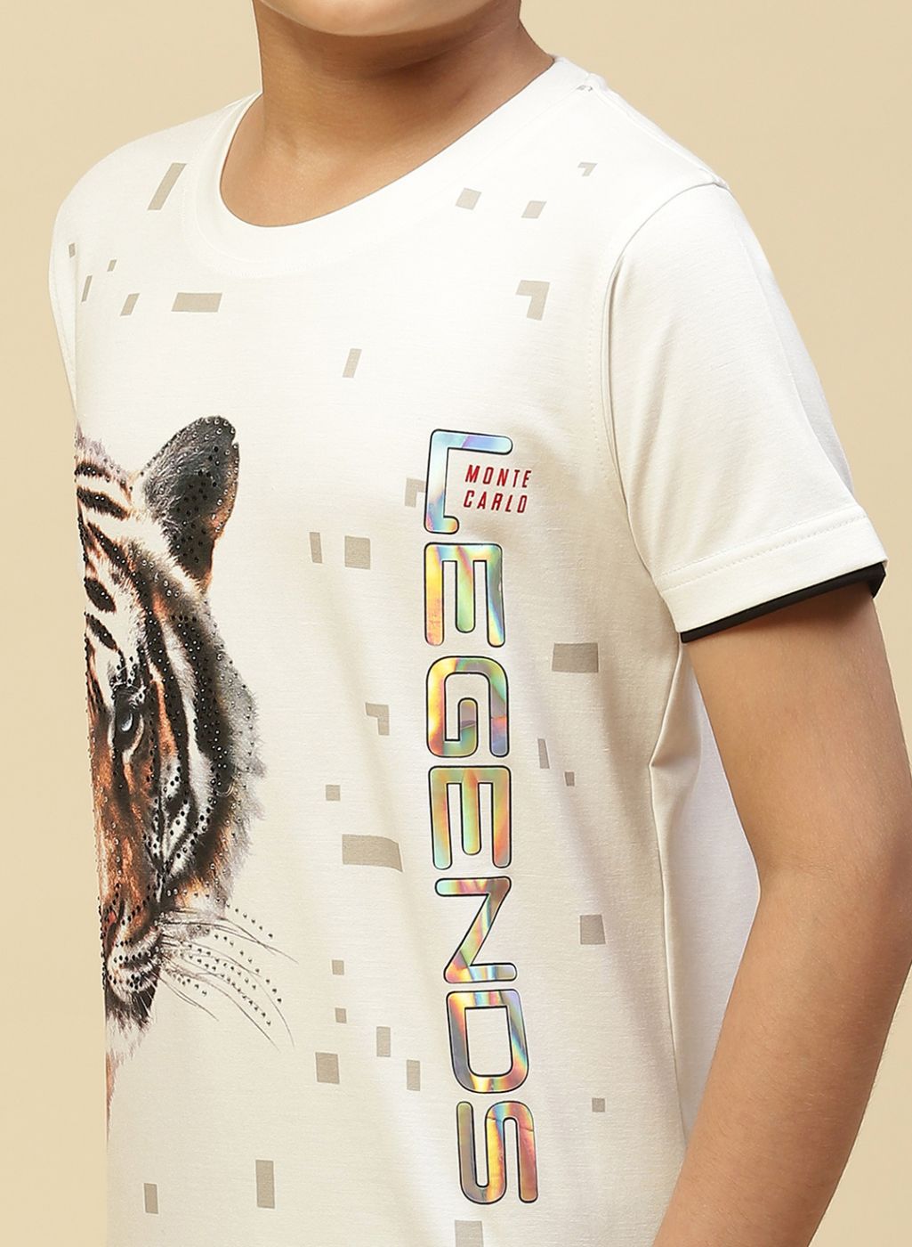 Boys White Printed T-Shirt