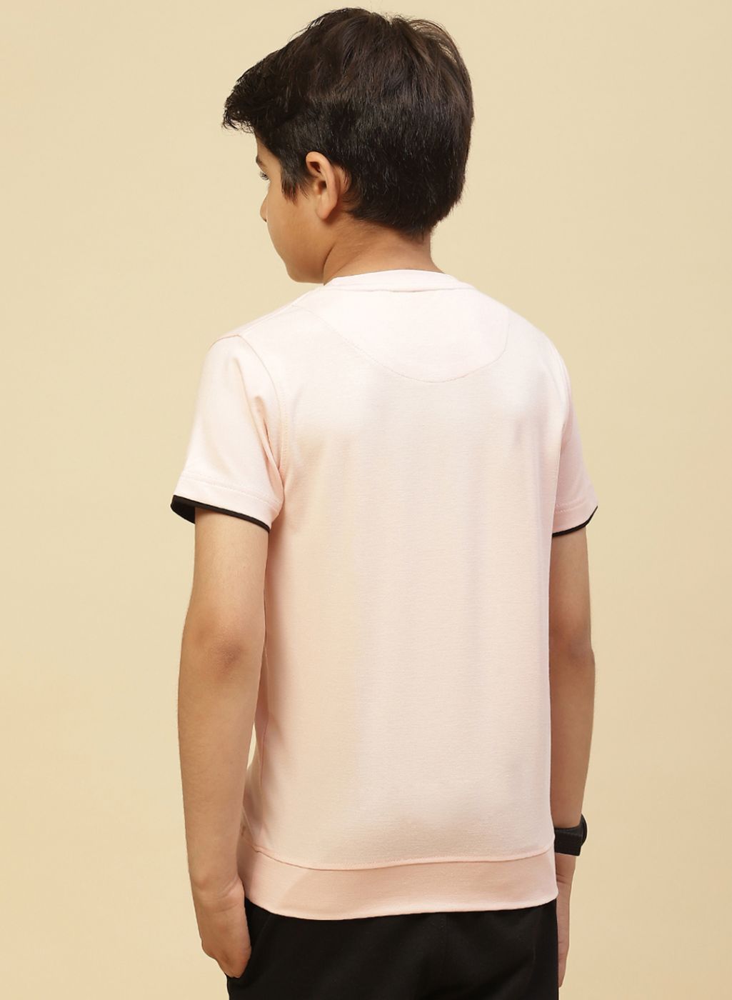 Boys Peach Printed T-Shirt