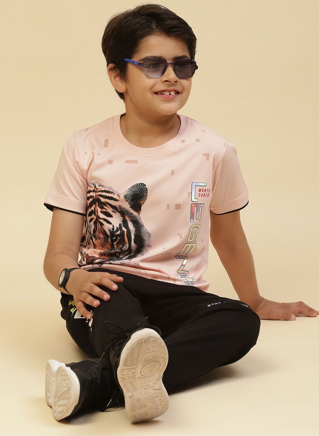 Boys Peach Printed T-Shirt