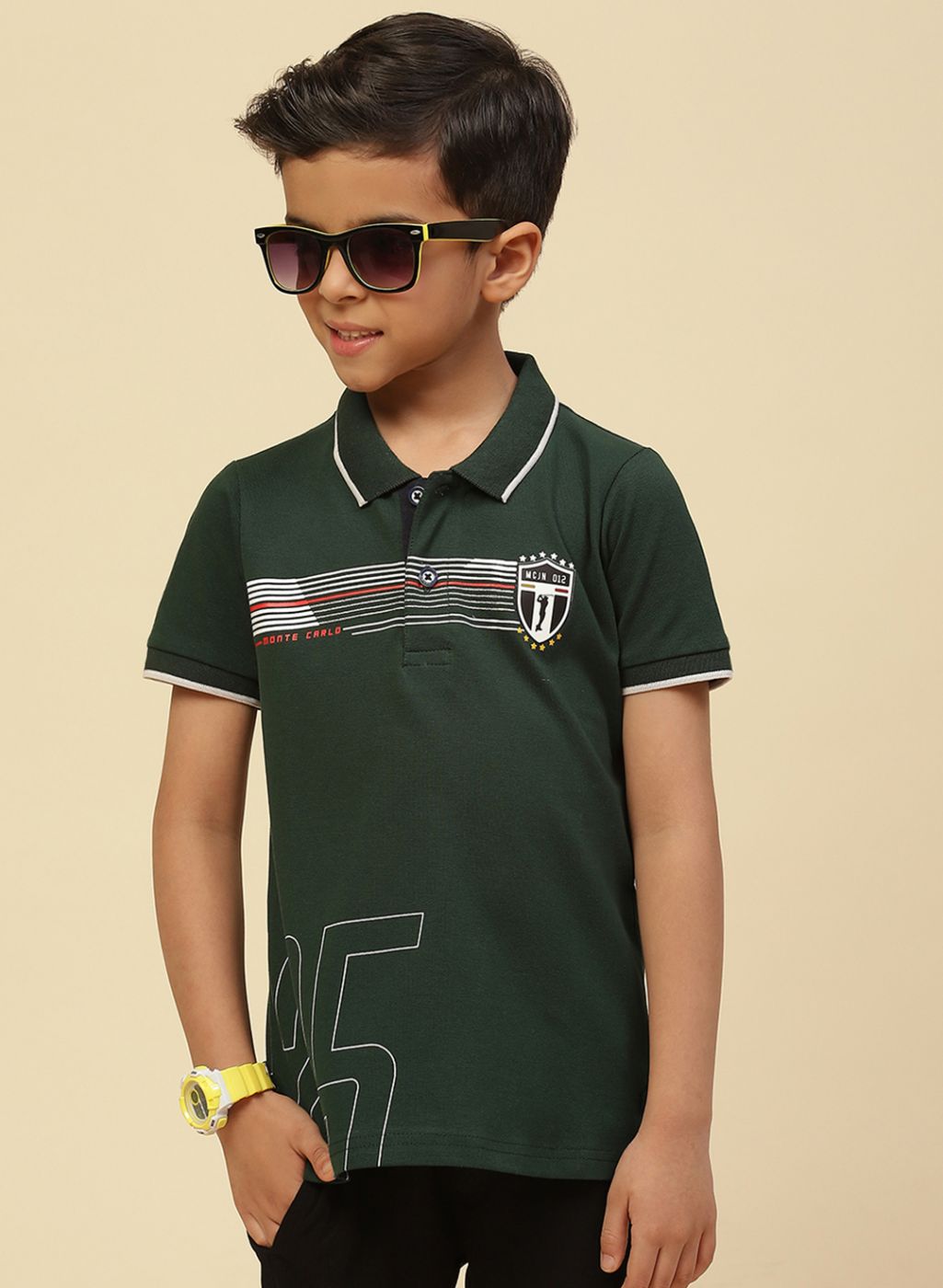 Boys Green Printed T-Shirt