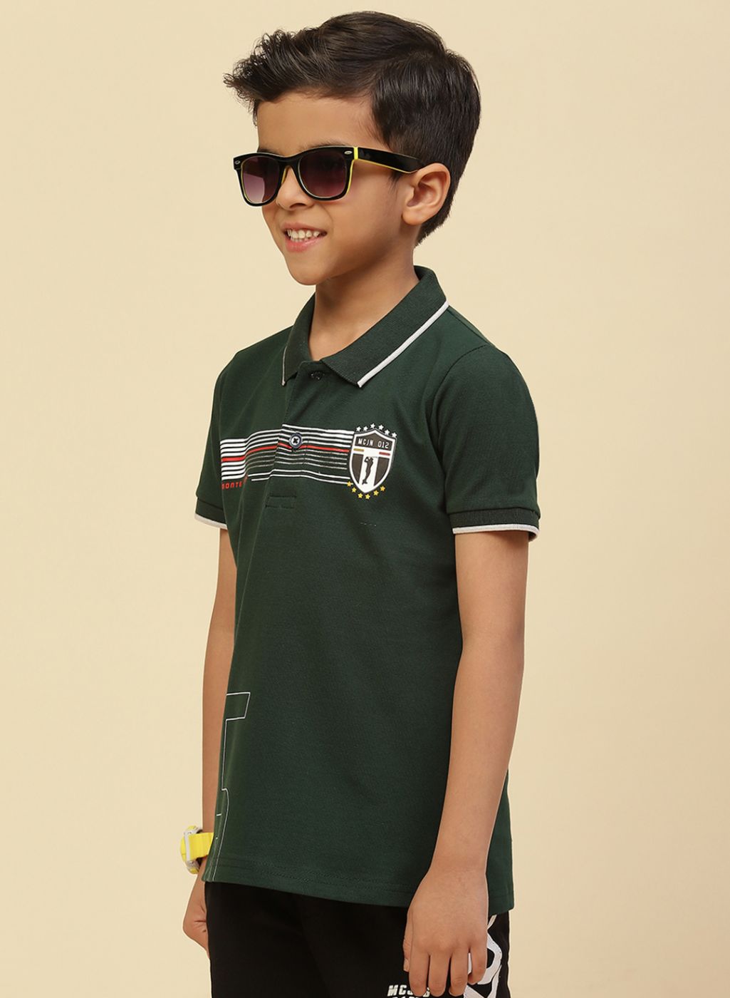 Boys Green Printed T-Shirt