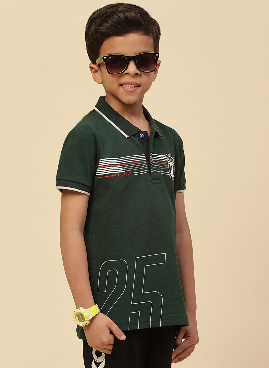 Boys Green Printed T-Shirt