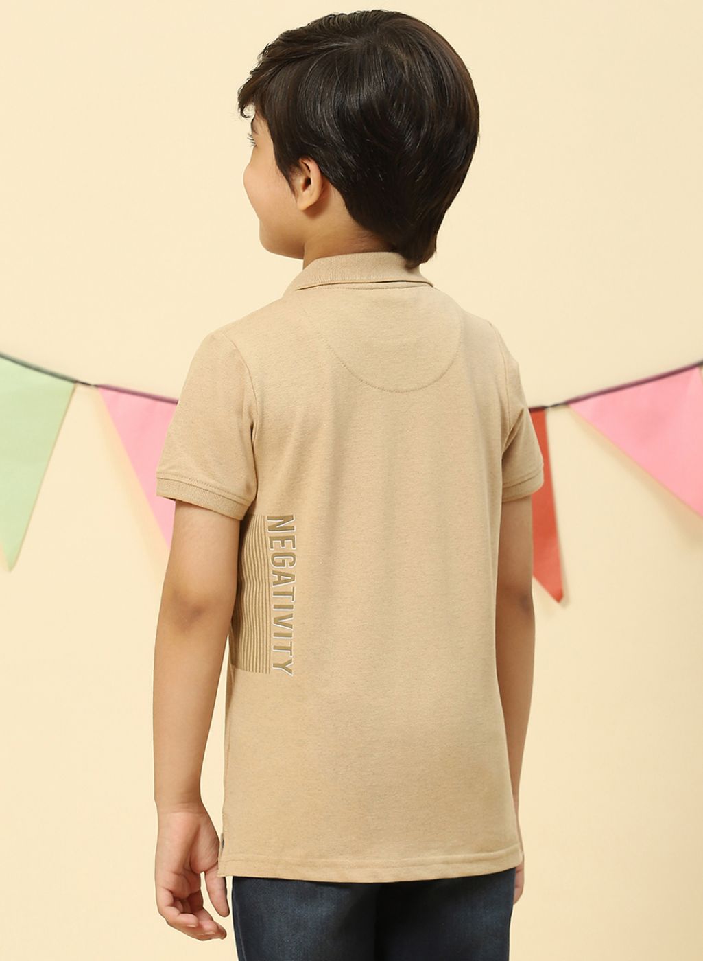 Boys Khaki Printed T-Shirt