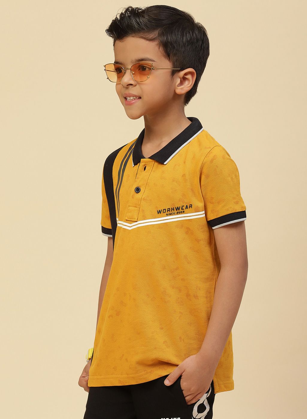 Boys Mustard Printed T-Shirt