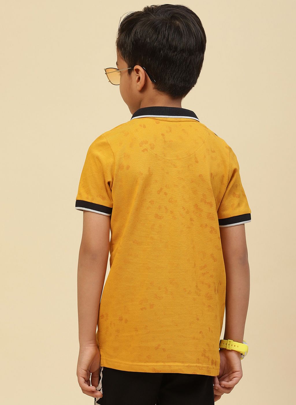 Boys Mustard Printed T-Shirt