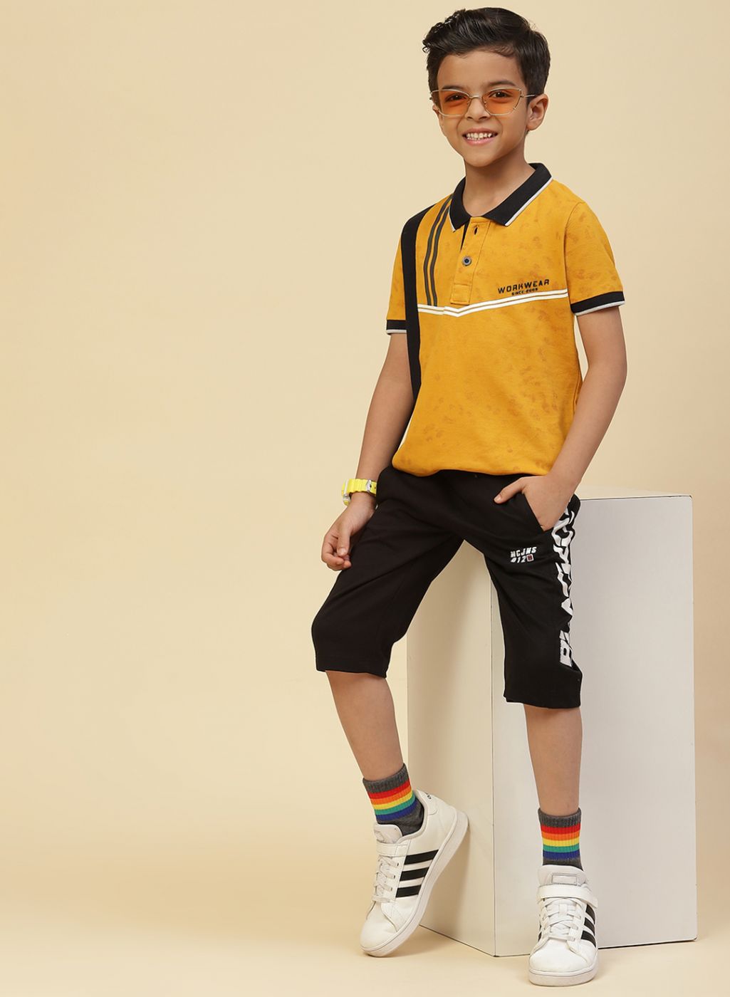 Boys Mustard Printed T-Shirt