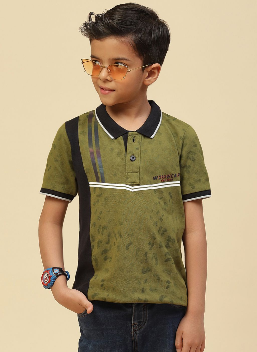 Boys Green Printed T-Shirt