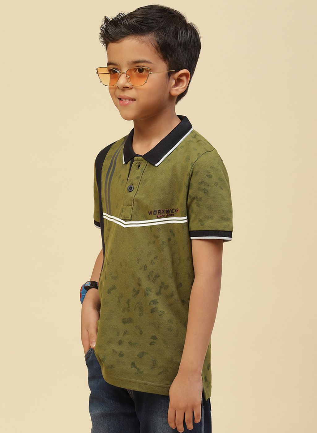 Boys Green Printed T-Shirt