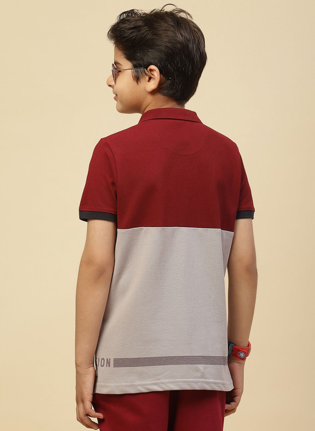 Boys Maroon Printed T-Shirt