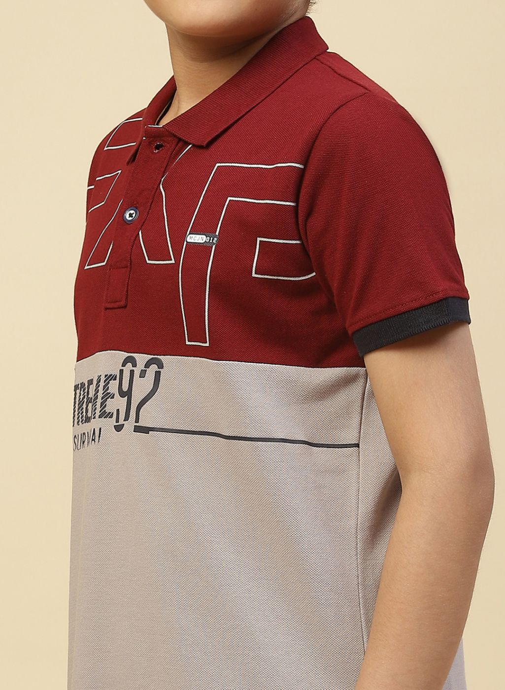 Boys Maroon Printed T-Shirt