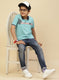 Boys Aqua Blue Printed T-Shirt