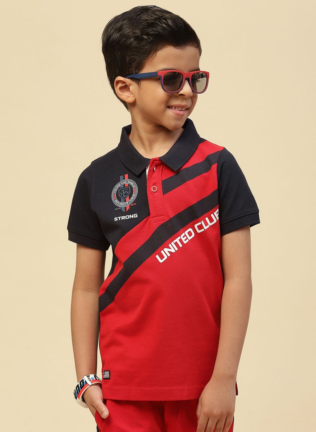 Boys Red Printed T-Shirt