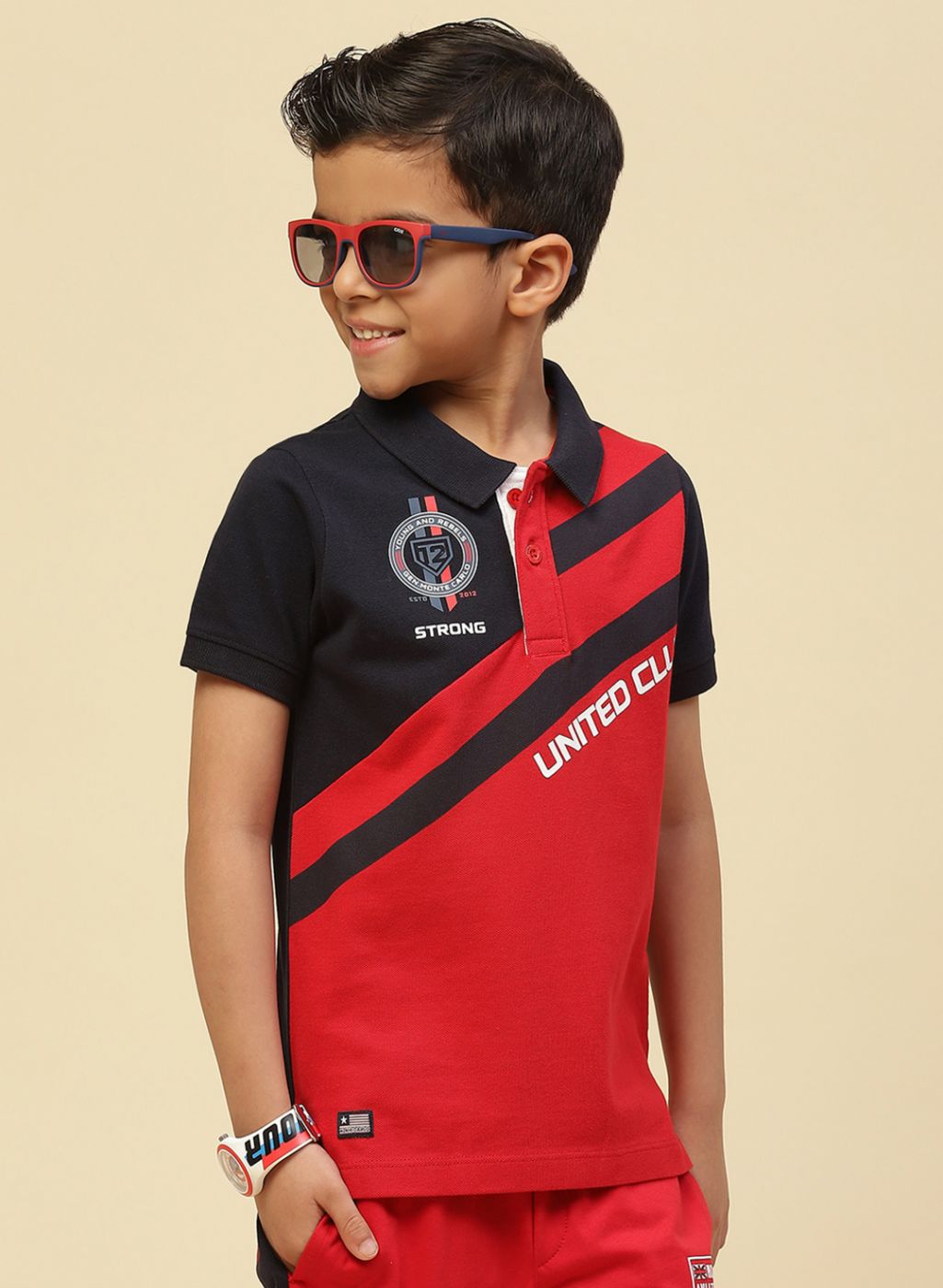 Boys Red Printed T-Shirt