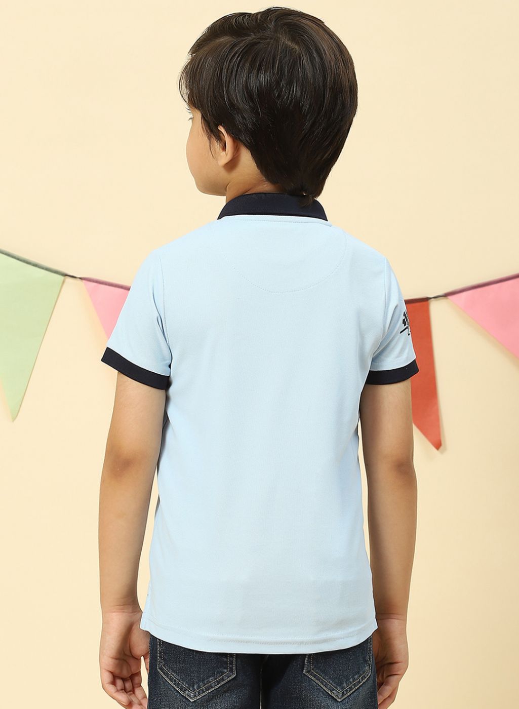 Boys Sky Blue Printed T-Shirt