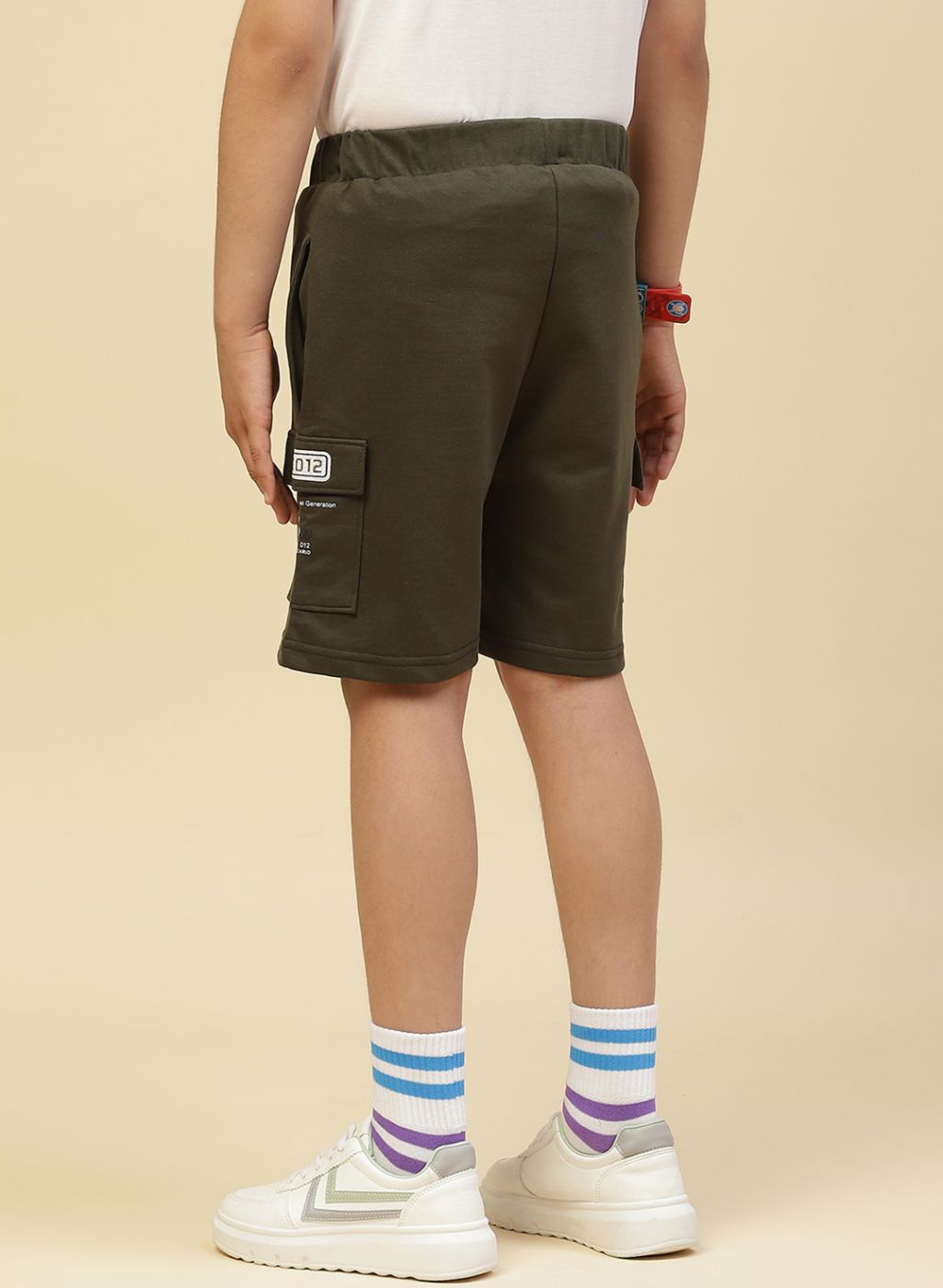 Boys Olive Printed Bermuda