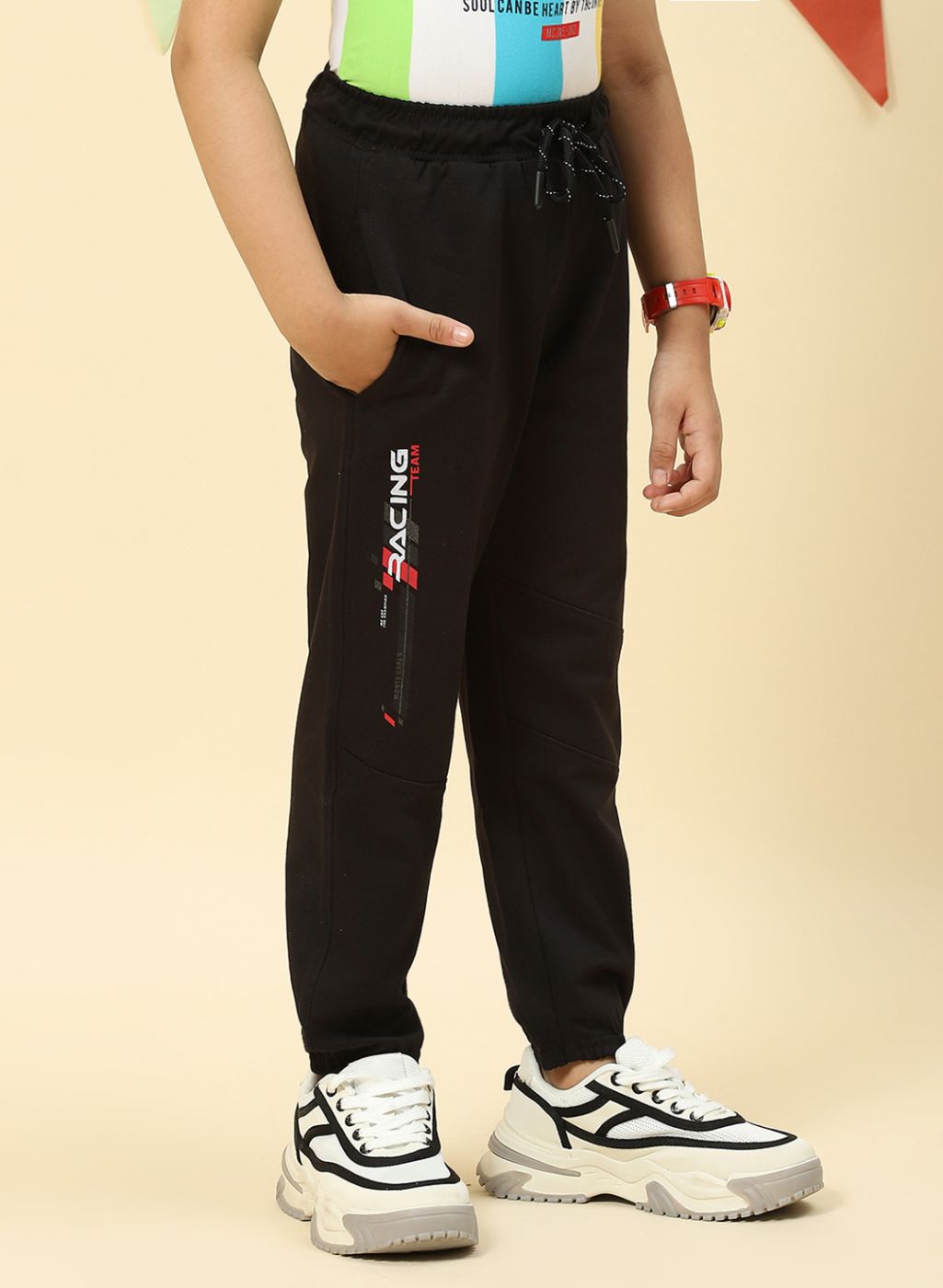 Boys Black Regular Fit Lower