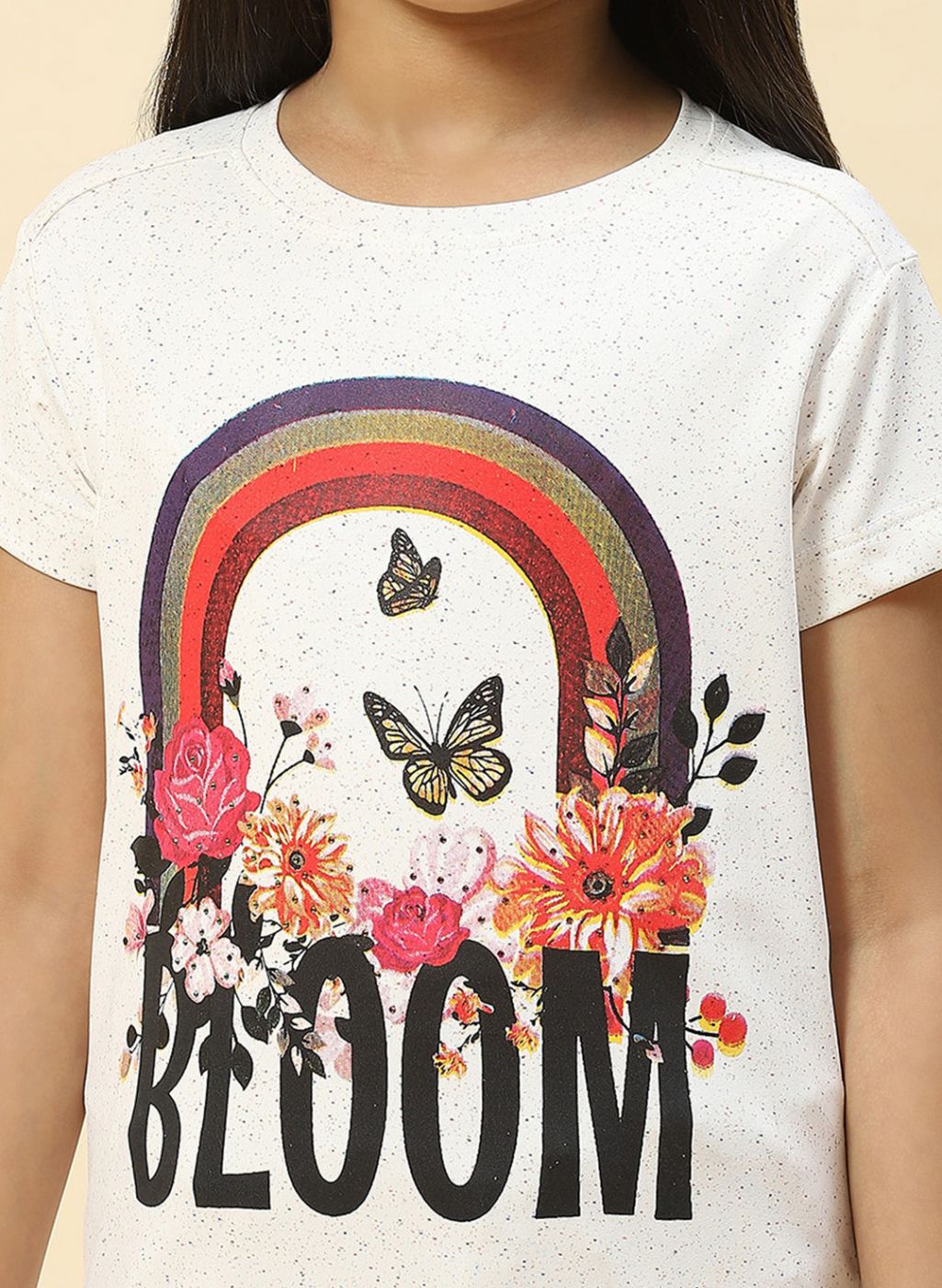 Girls White Printed Top