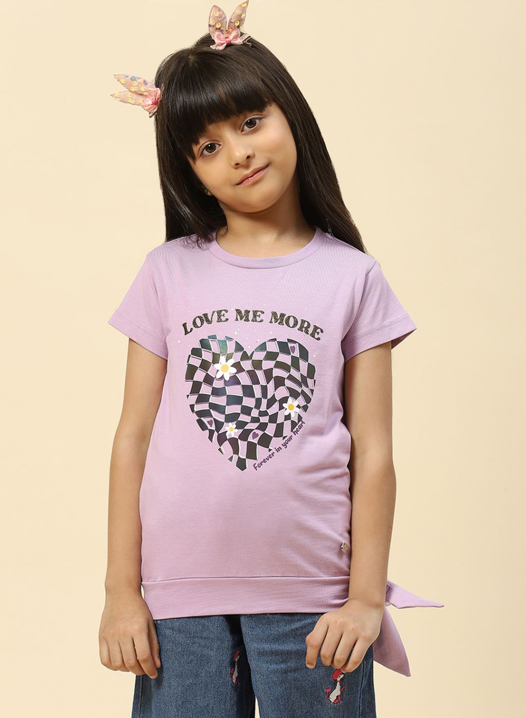 Girls Purple Printed Top