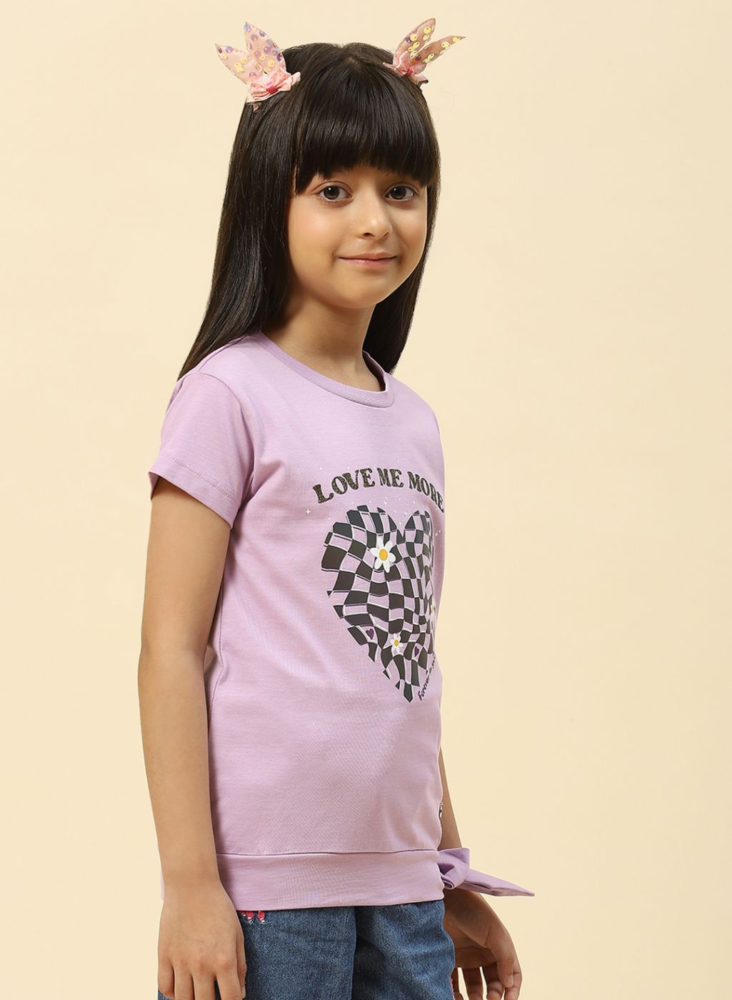 Girls Purple Printed Top