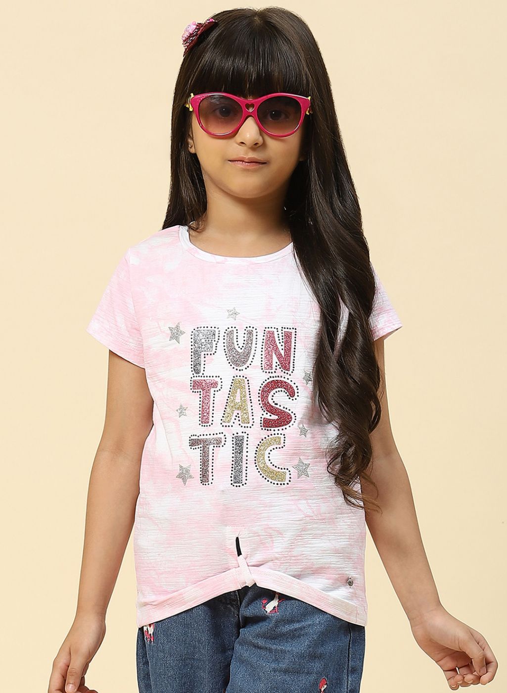 Girls Pink Printed Top