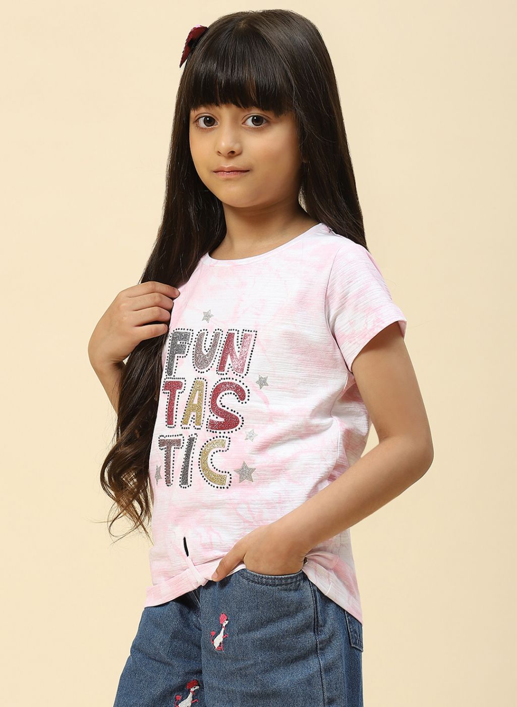 Girls Pink Printed Top