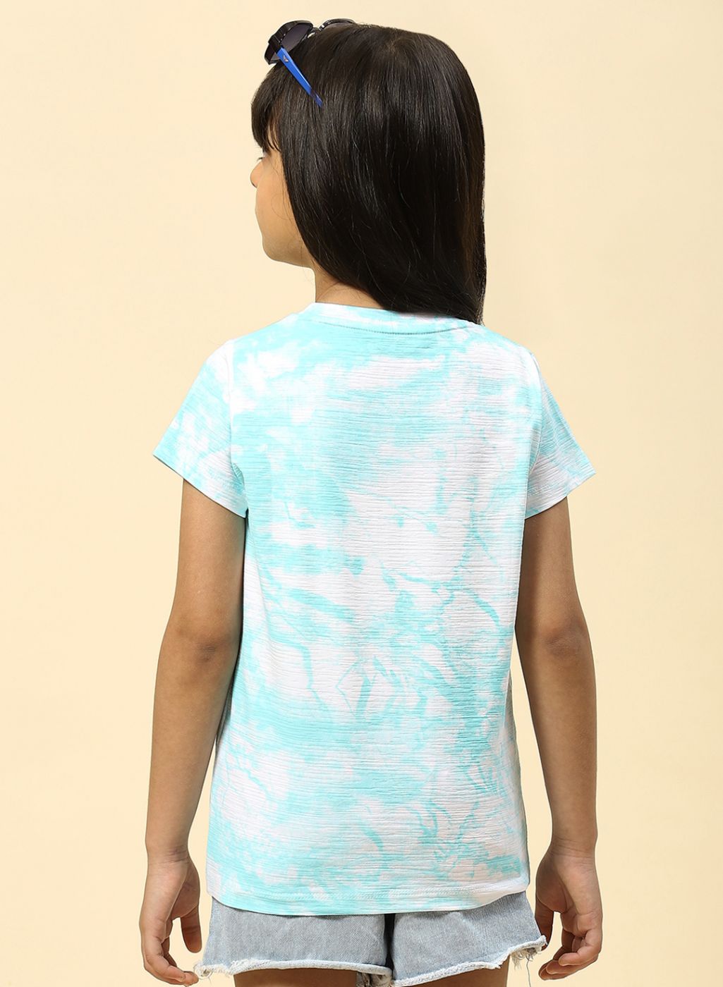 Girls Aqua Blue Printed Top