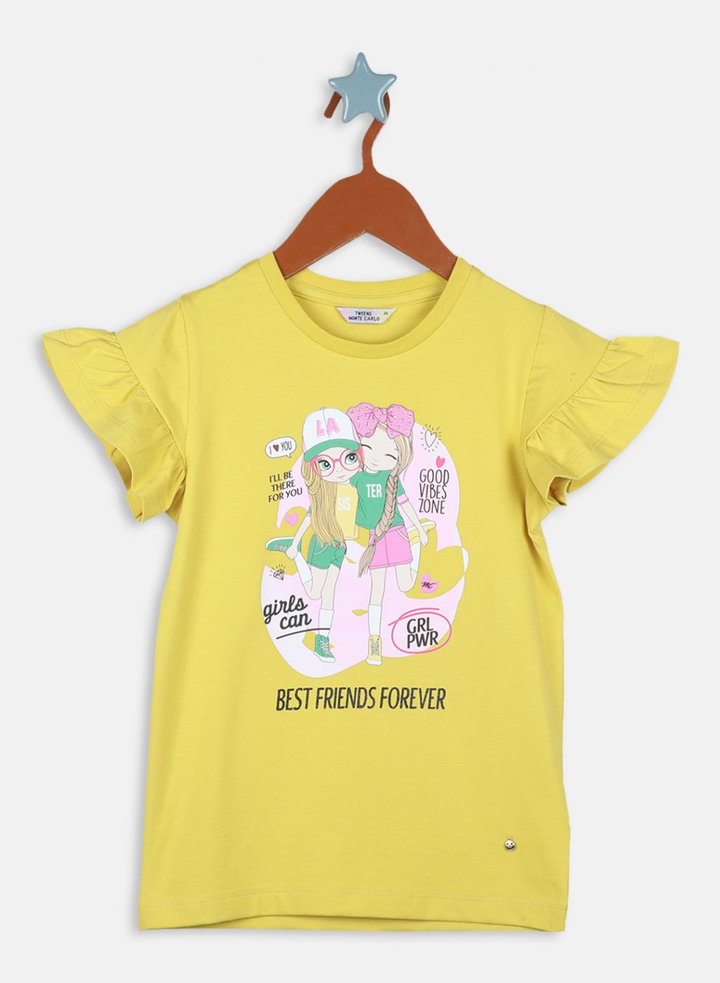 Girls Yellow Printed Top