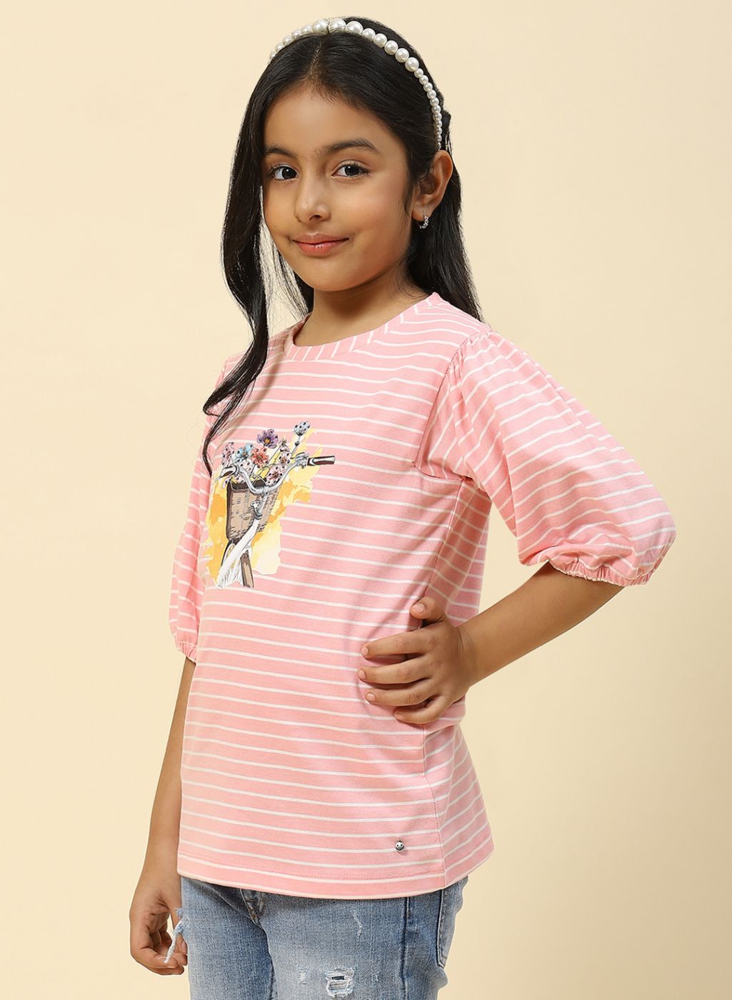 Girls Pink Stripe Top