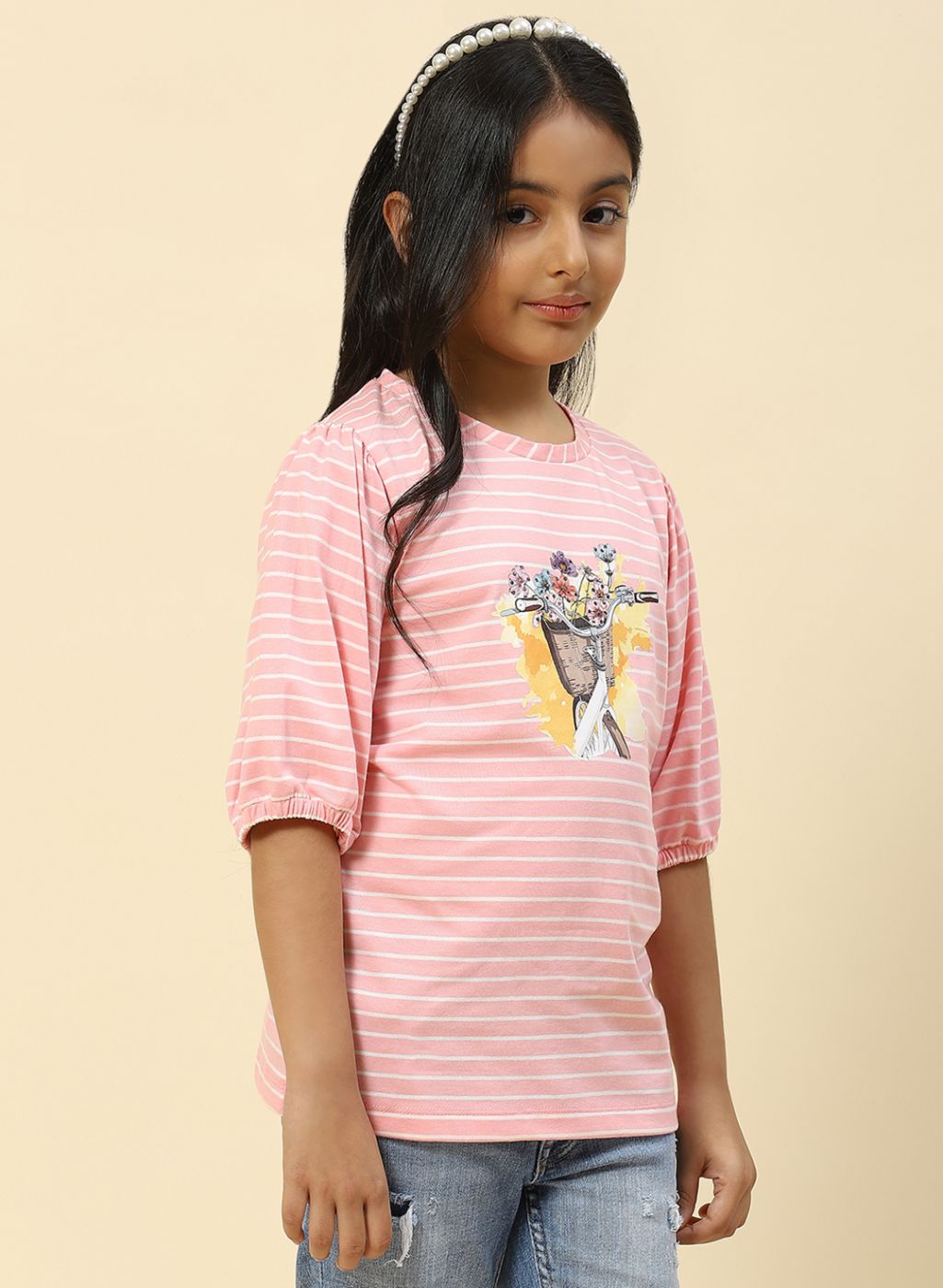 Girls Pink Stripe Top