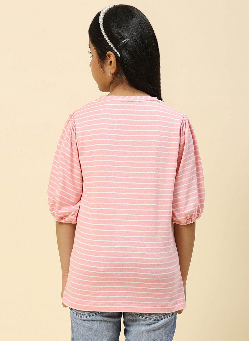 Girls Pink Stripe Top