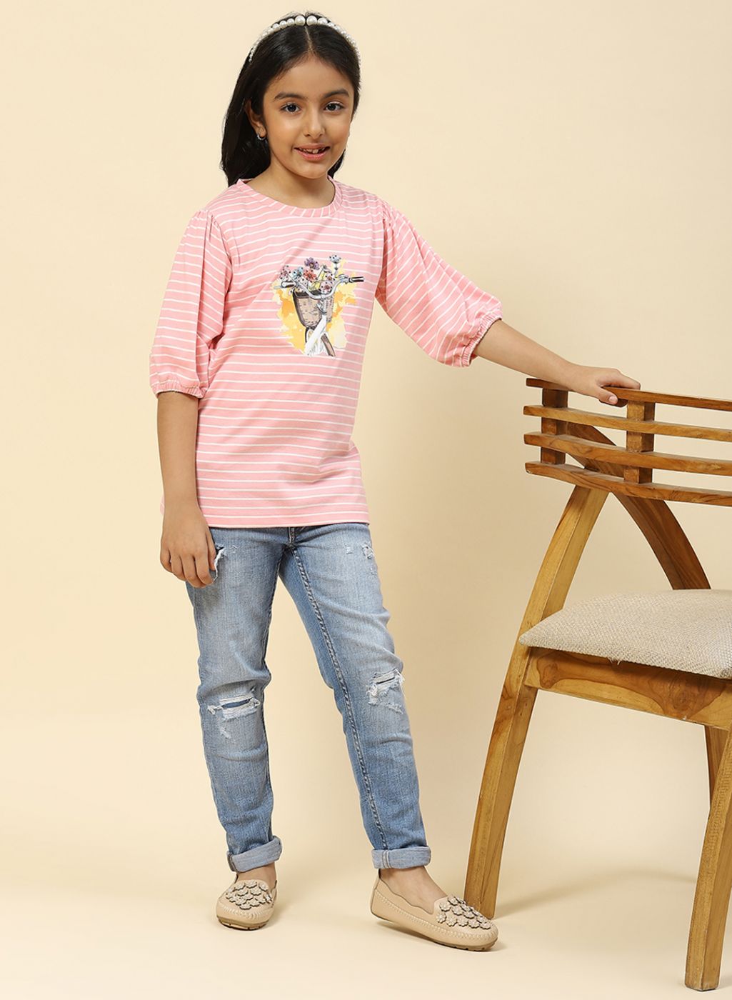 Girls Pink Stripe Top