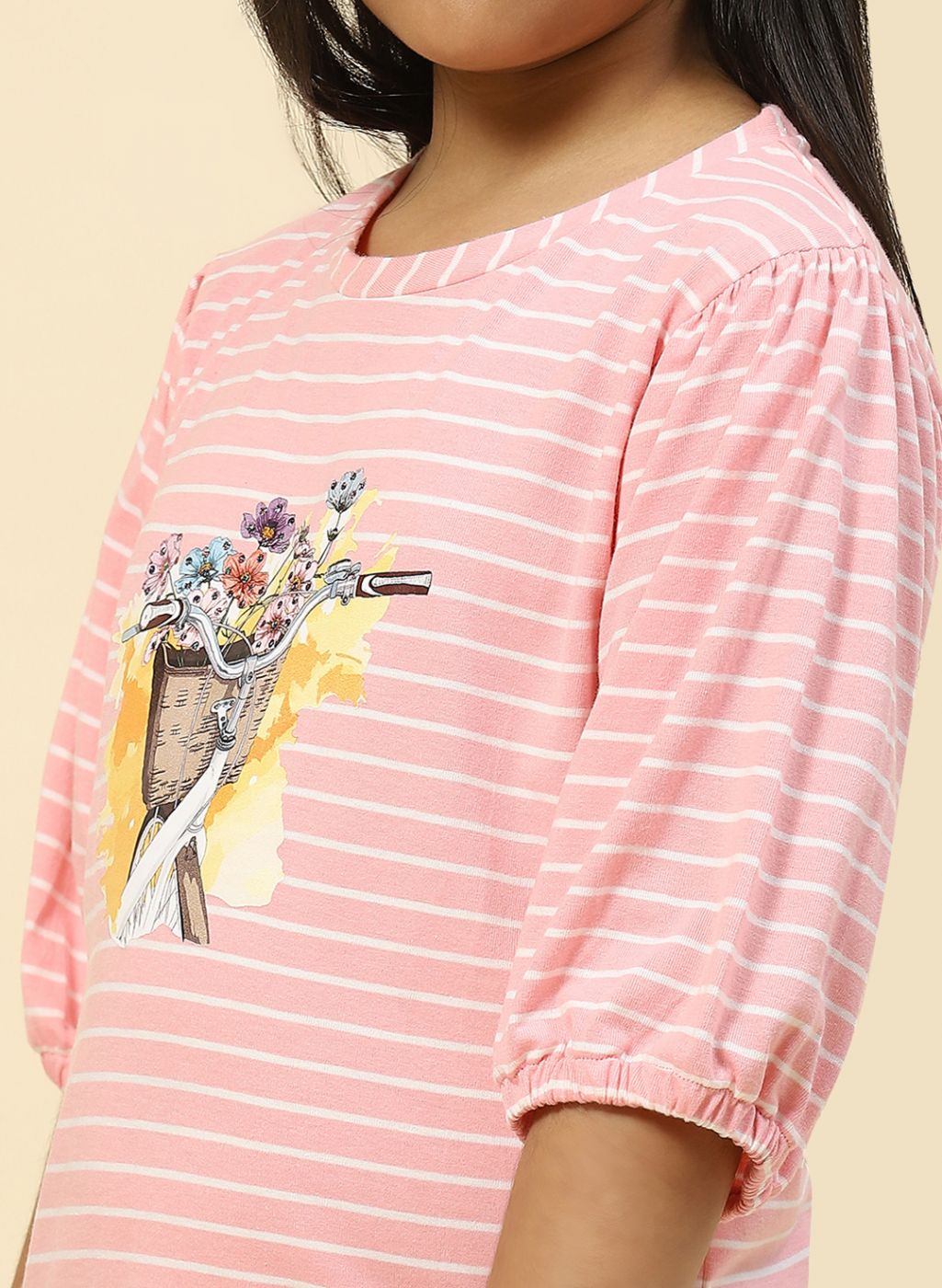 Girls Pink Stripe Top