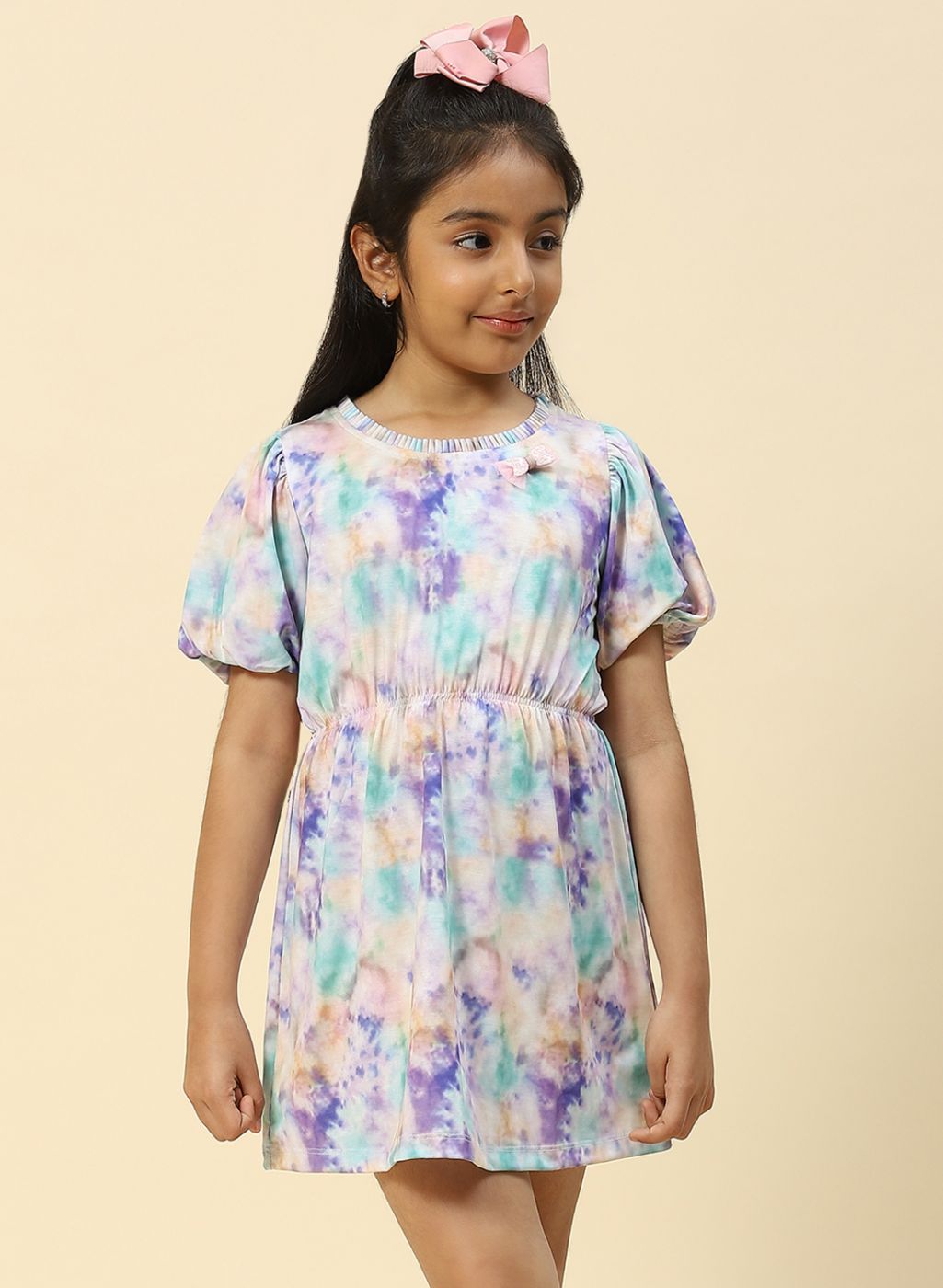 Girls Purple Printed Dress