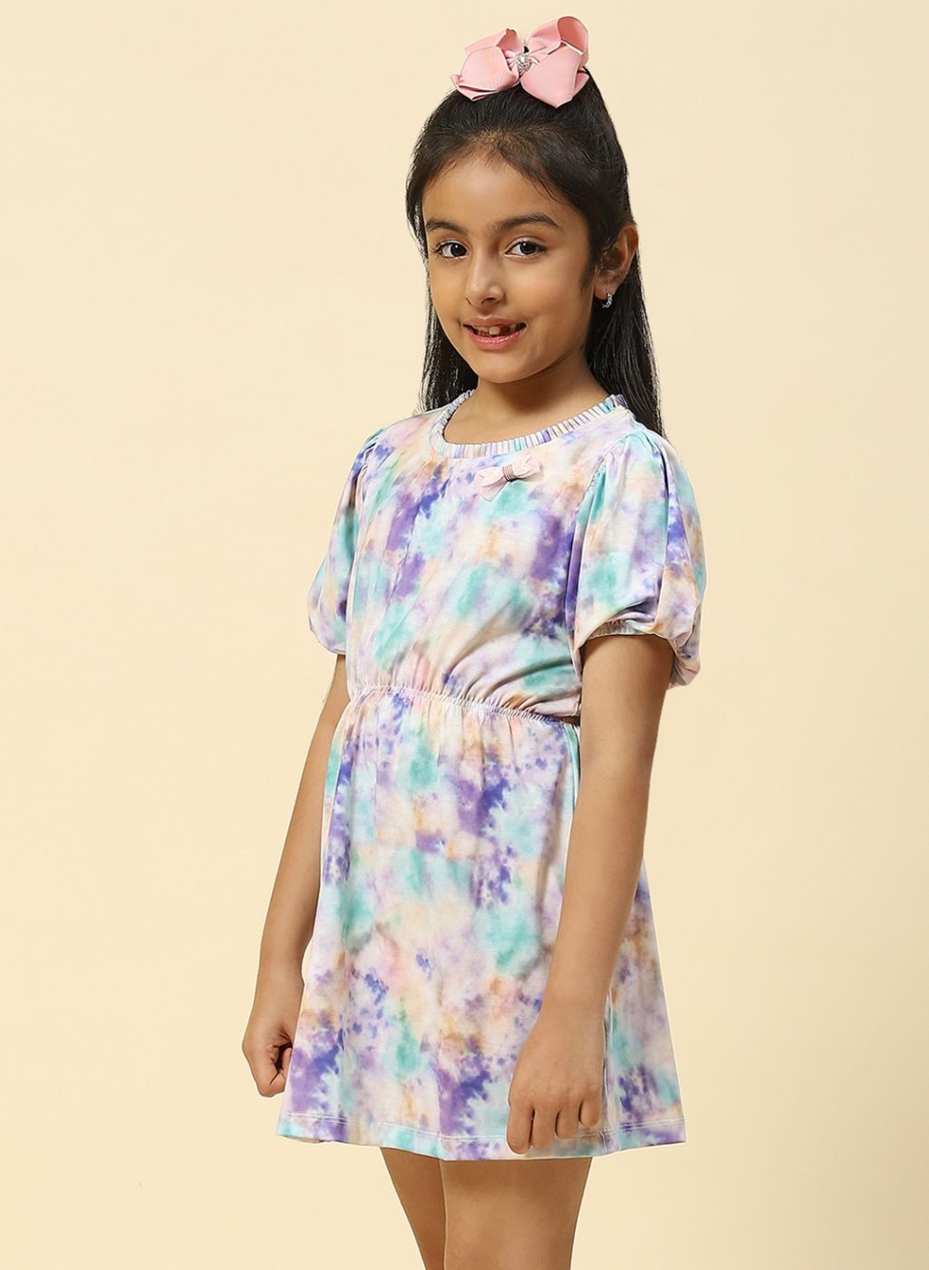 Girls Purple Printed Dress