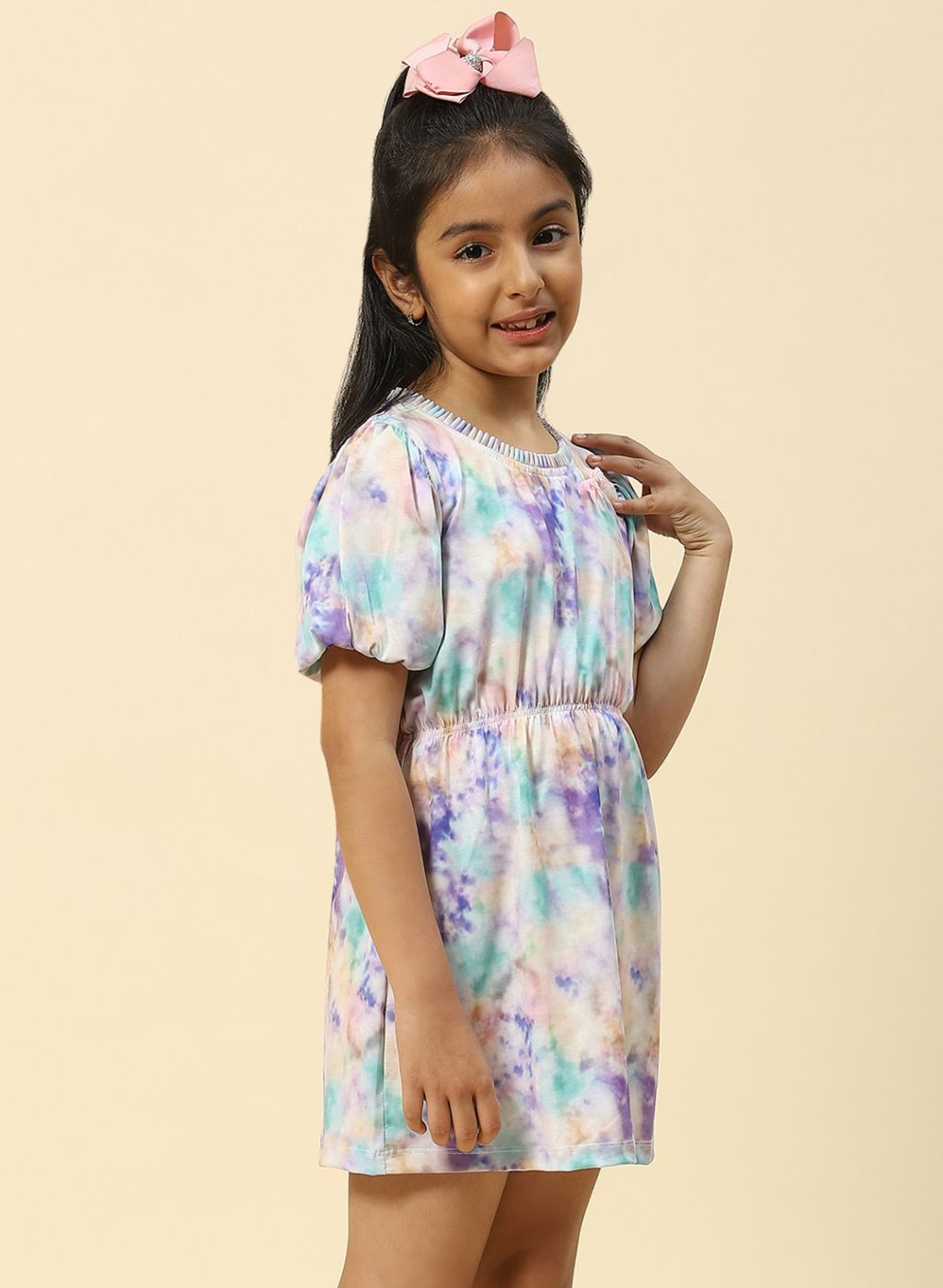 Girls Purple Printed Dress