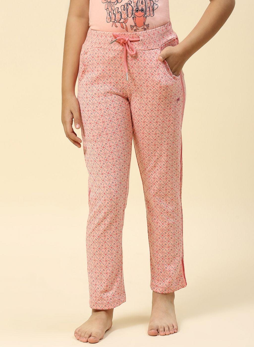 Girls Peach Regular Fit Lower