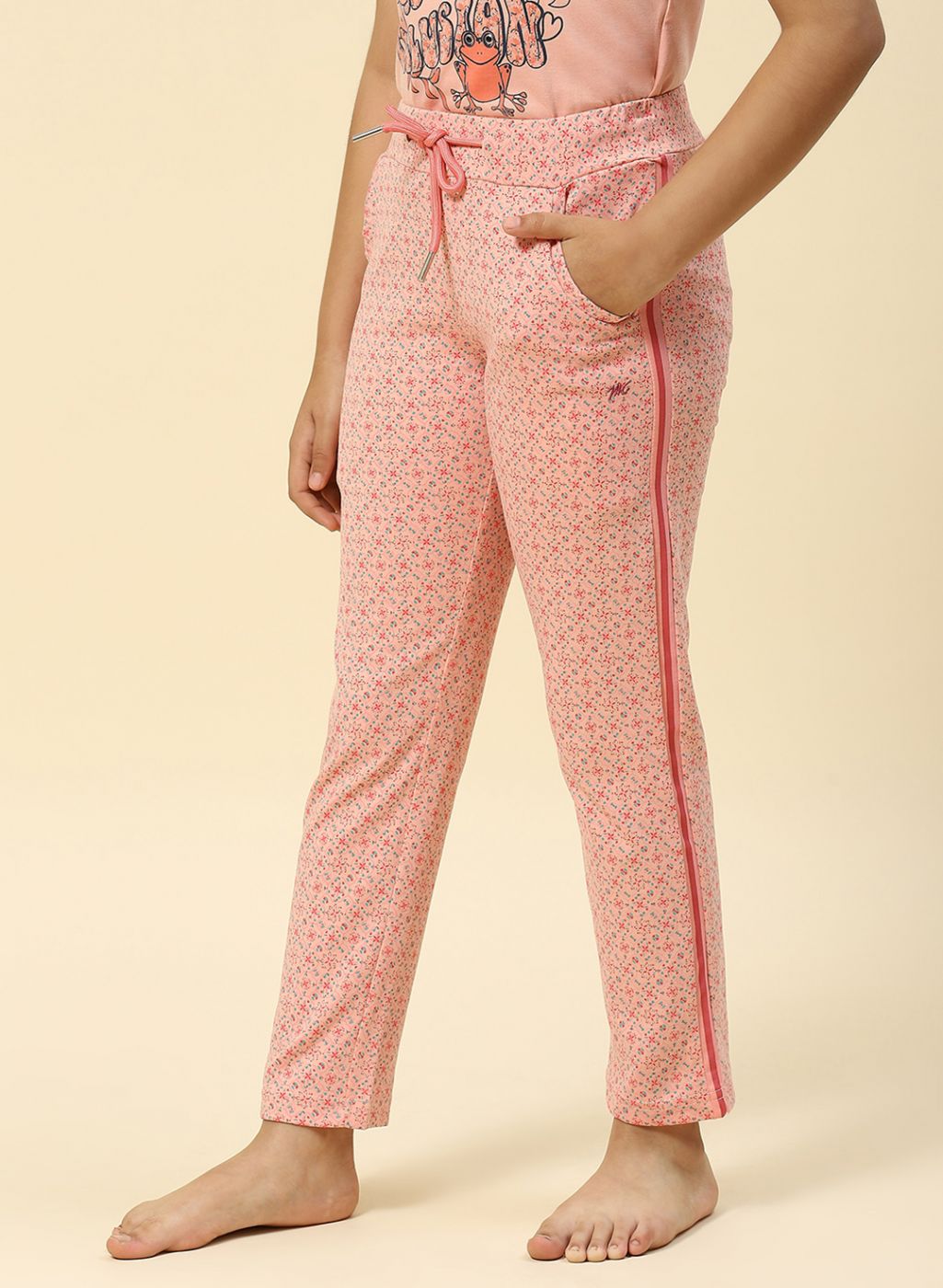 Girls Peach Regular Fit Lower