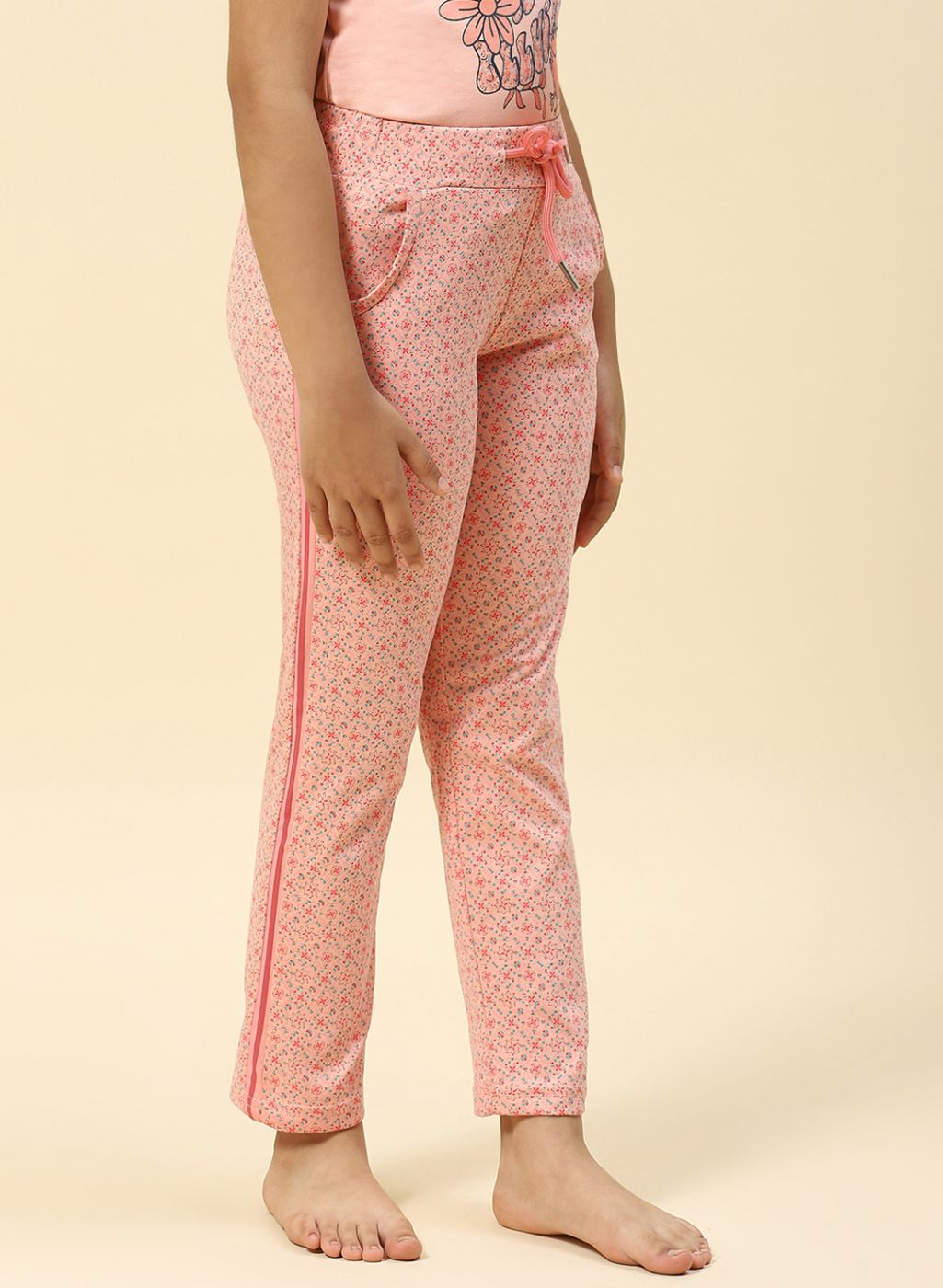 Girls Peach Regular Fit Lower