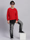 Boys Red Solid Round Neck Full Sleeve Sweater