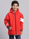 Boys Red Solid Hooded Full Sleeve Boys Jacket