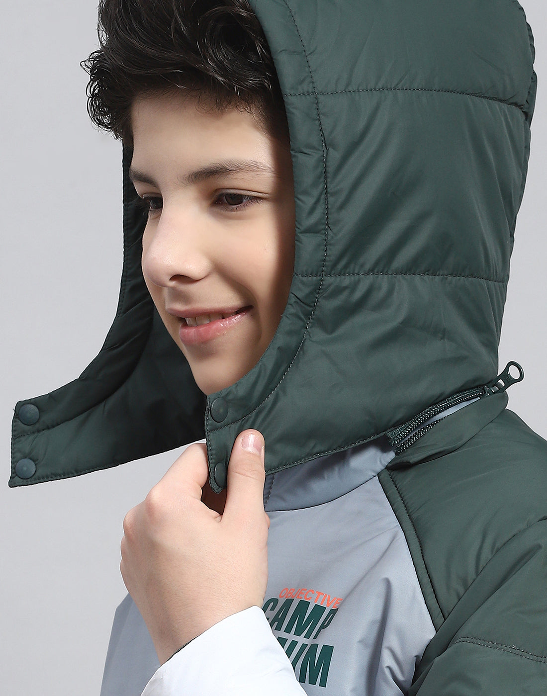 Boys Grey Colourblocked Hooded Full Sleeve Boys Jacket