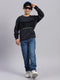 Boys Blue Self Design Round Neck Full Sleeve Sweatshirt