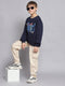 Boys Navy Blue Printed Round Neck Full Sleeve Sweatshirt