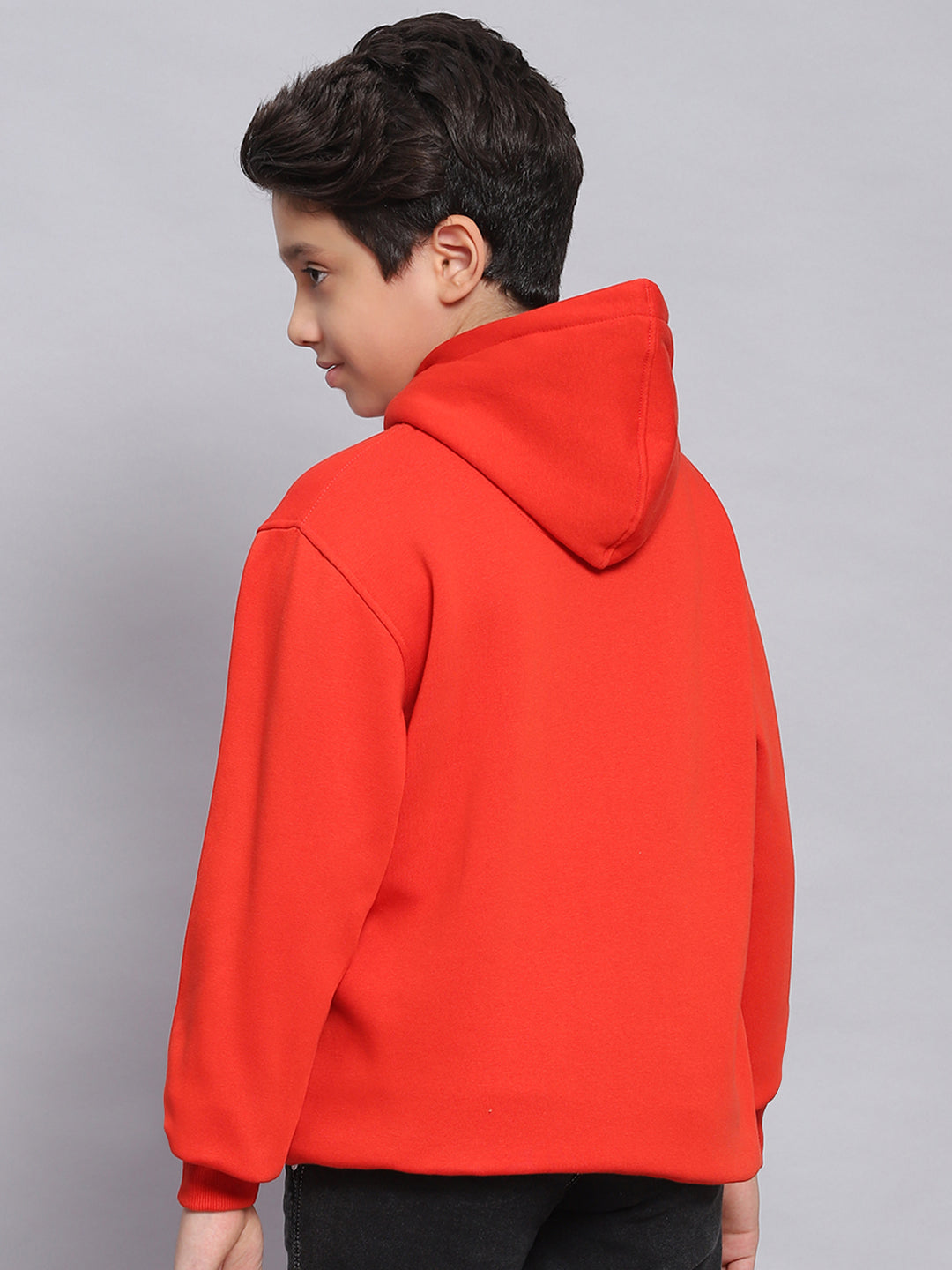 Boys Rust Printed Hooded Full Sleeve Sweatshirt